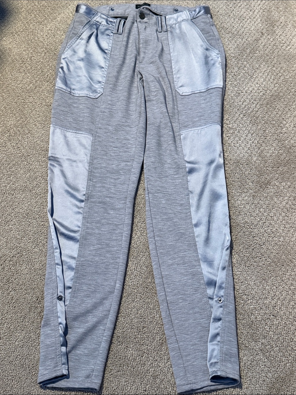 Women's Grey Satin-Panel Jogger Pants